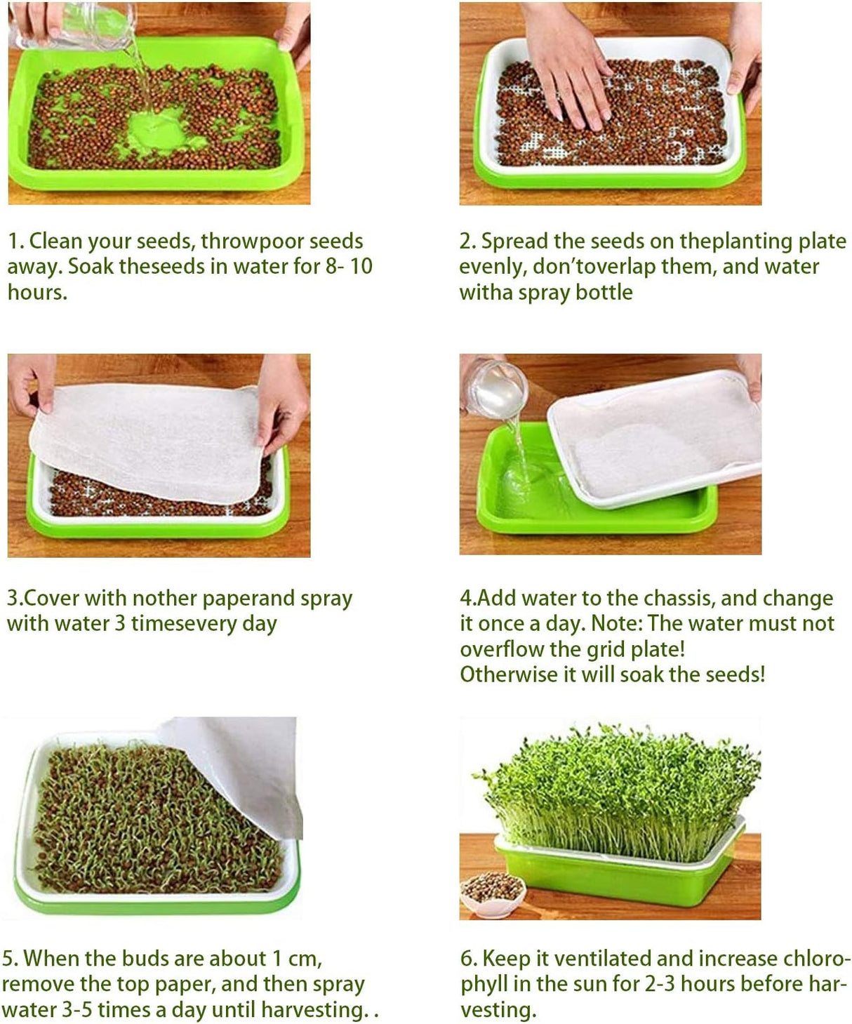 Bandeja para Cultivo 10 bandejas para brotes de semillas