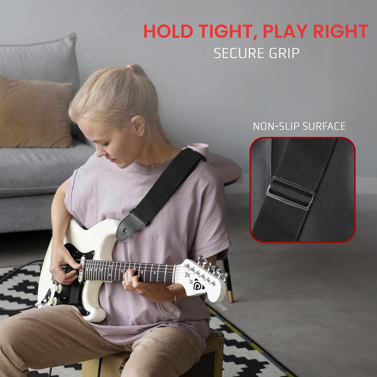 Correa de guitarra Pyle antideslizante y ajustable eléctrica