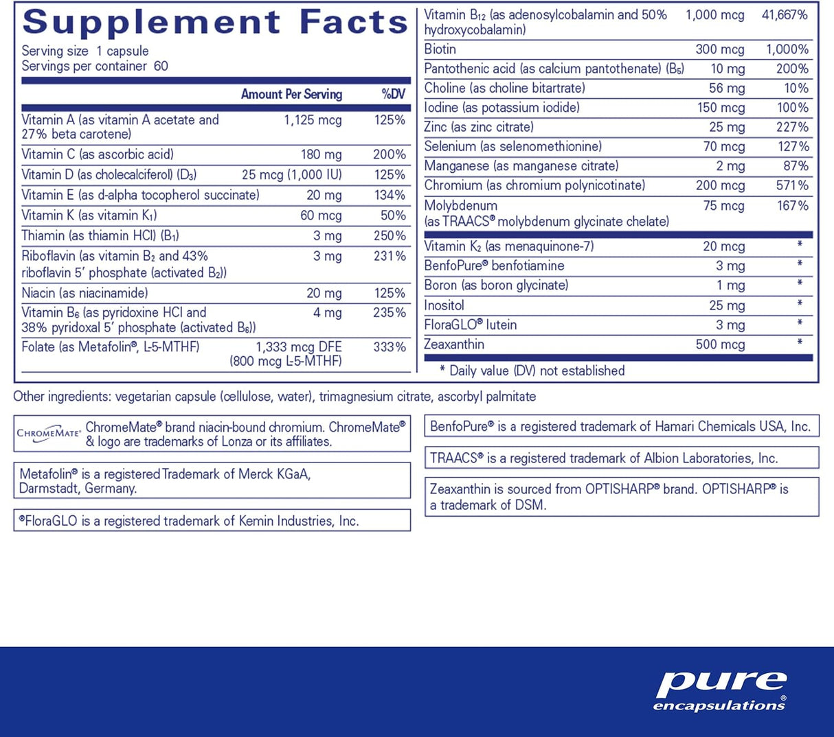 Suplemento Pure Encapsulations PureGenomics Multivitamínico