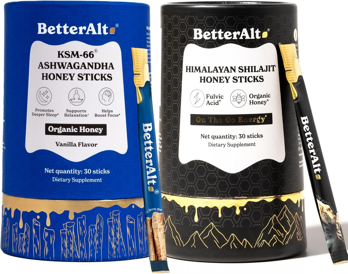 Barra de miel con Ashwagandha y Shilajit, 60 sticks, energía e inmunidad