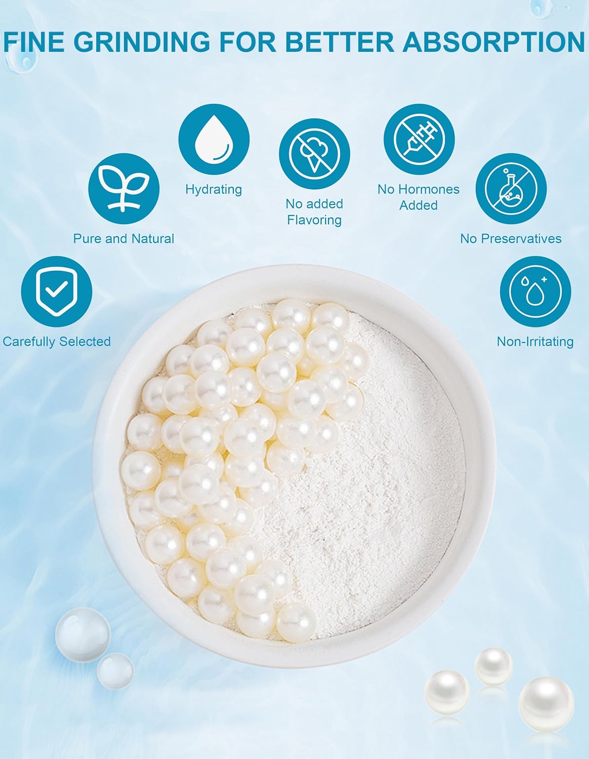 Polvo de Perla Fresca Orgánico, 100g - Cuidado Antienvejecimiento