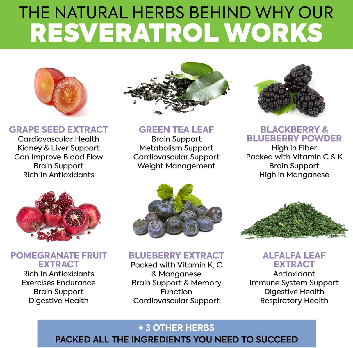 Suplemento Resveratrol extra fuerte 1568mg 180 cápsulas