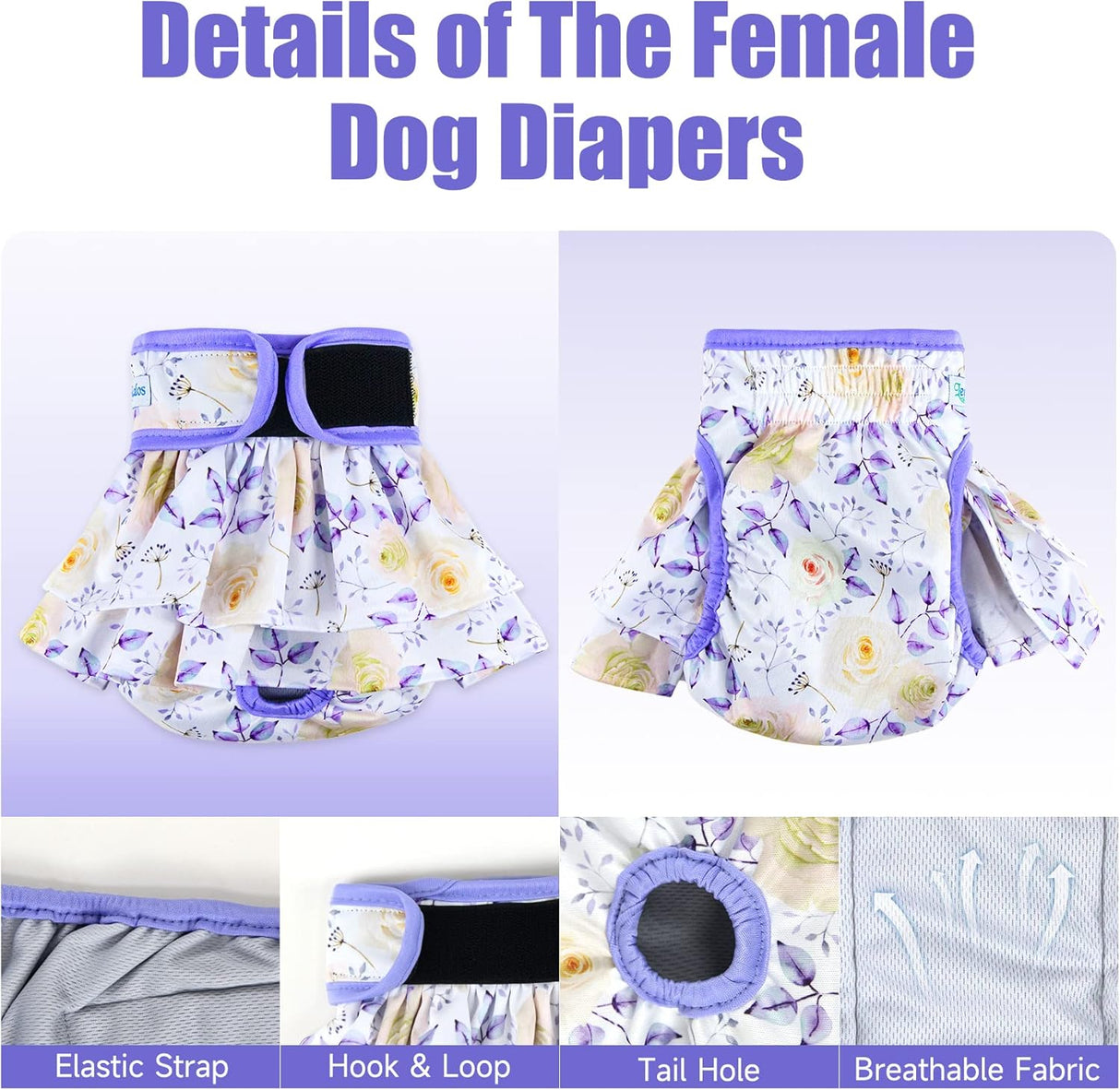 Leekalos Pañales reutilizables para perro fáciles de poner
