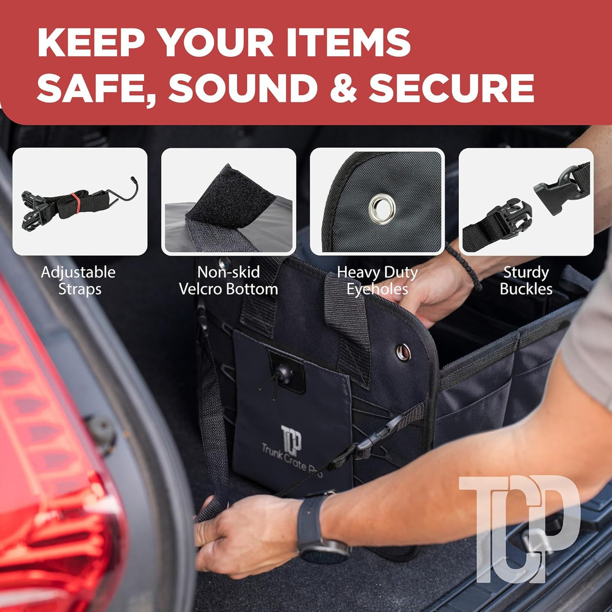 Organizador de Maletero Ajustable con Compartimentos Múltiples