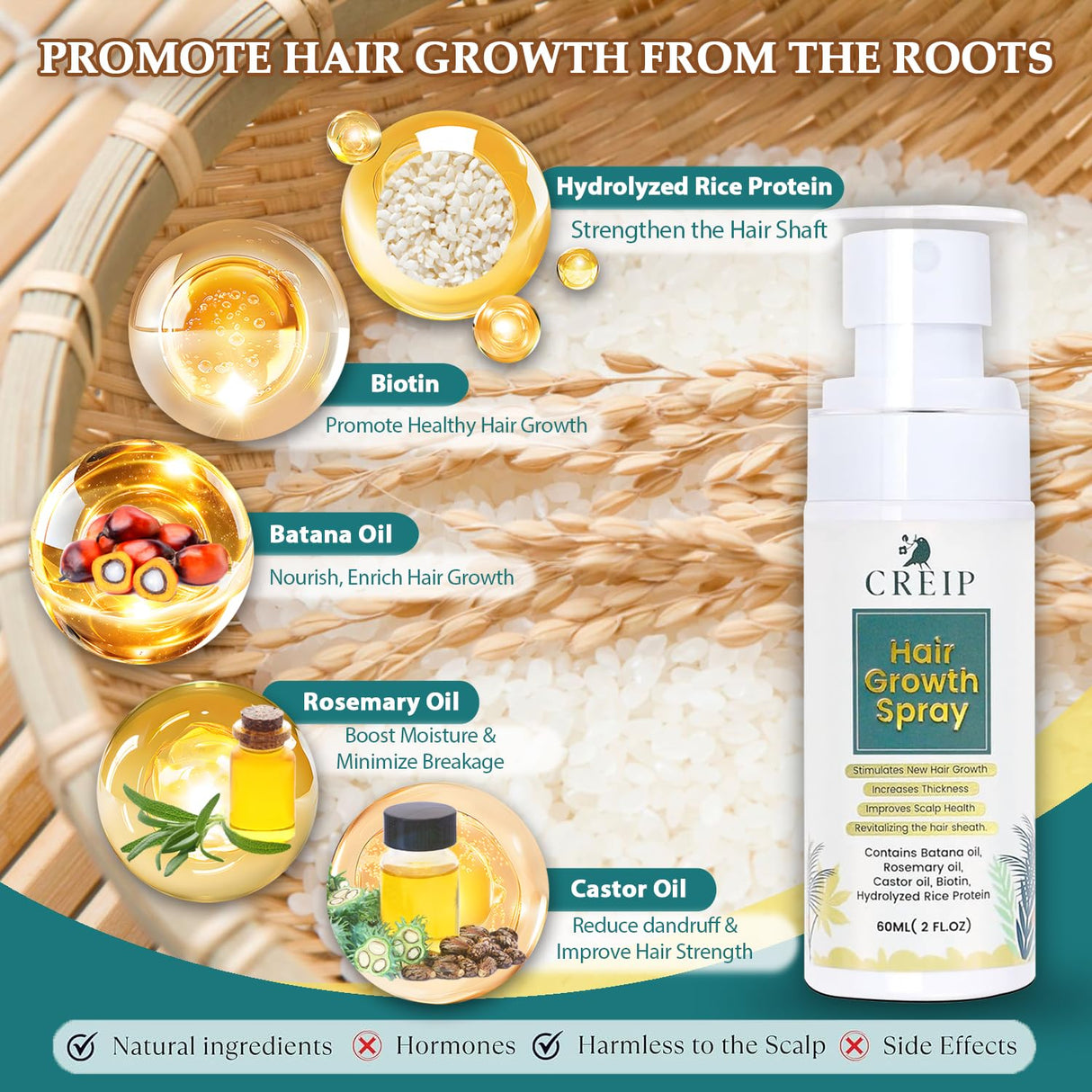 Spray Aceite Crecimiento Natural Batana Romero Biotin 2 FL OZ