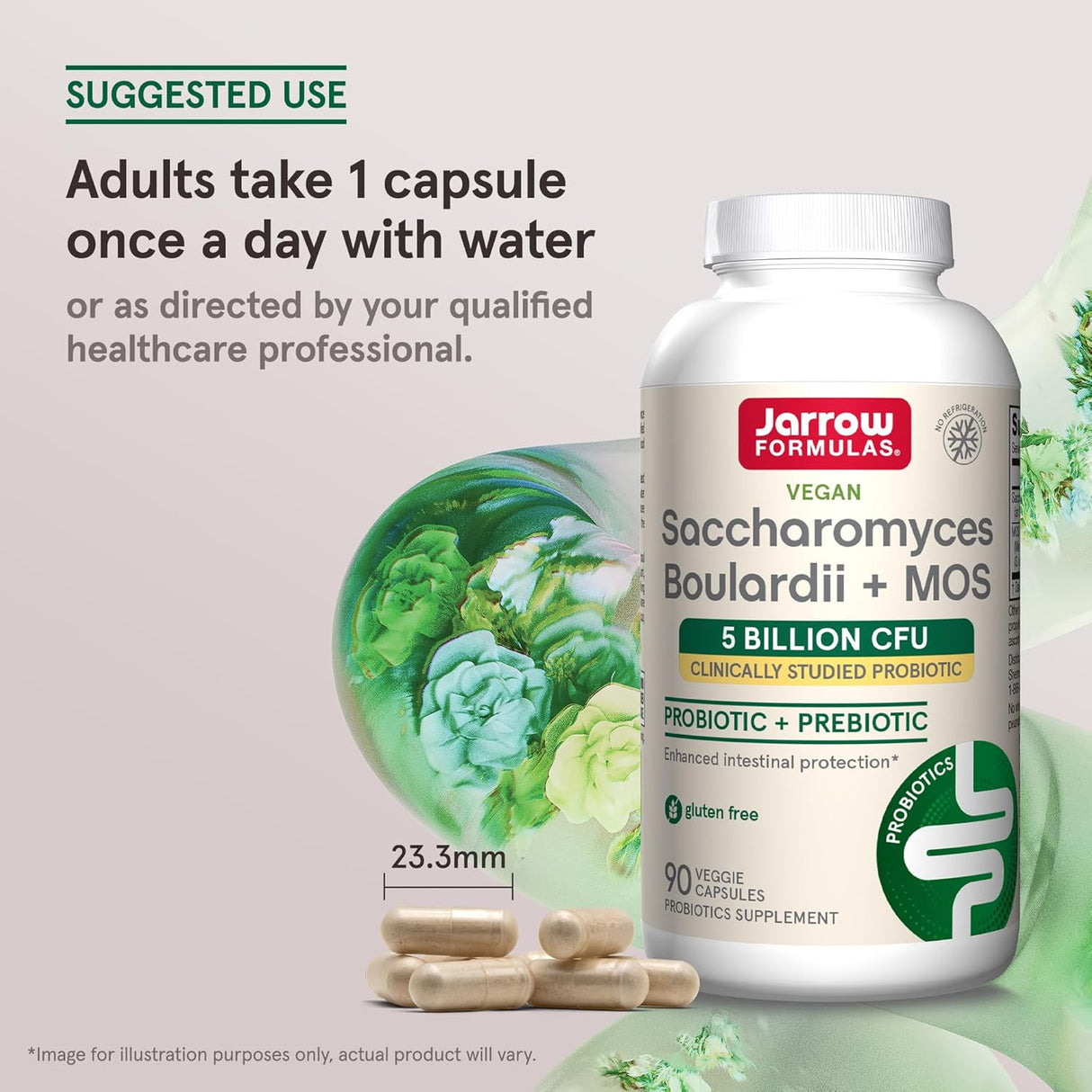 Suplemento de Jarrow Formulas Sacharomyces boulardii y MOS
