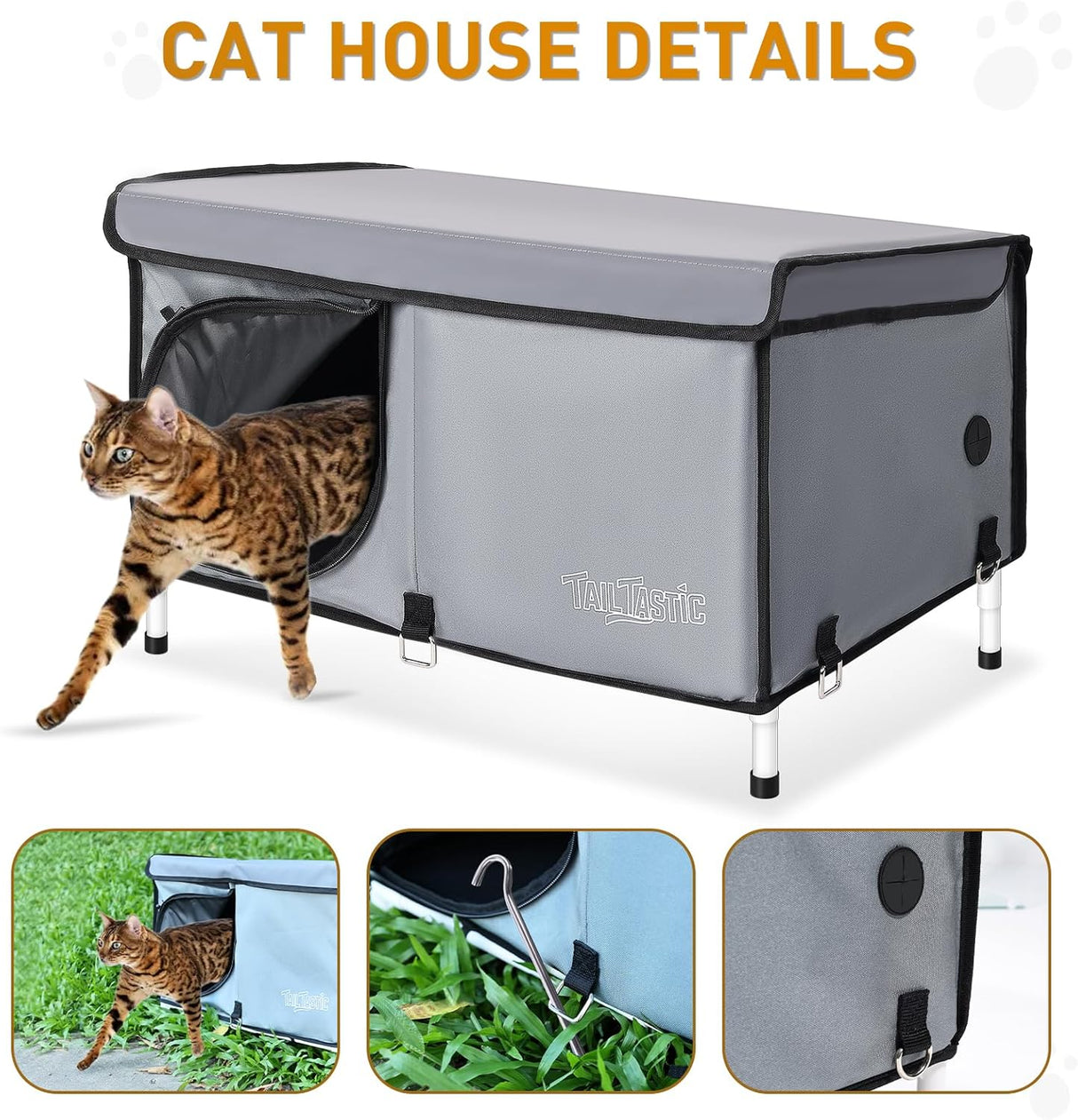 Casa para Gatos al Aire Libre, Elevada, Aislada, Grande