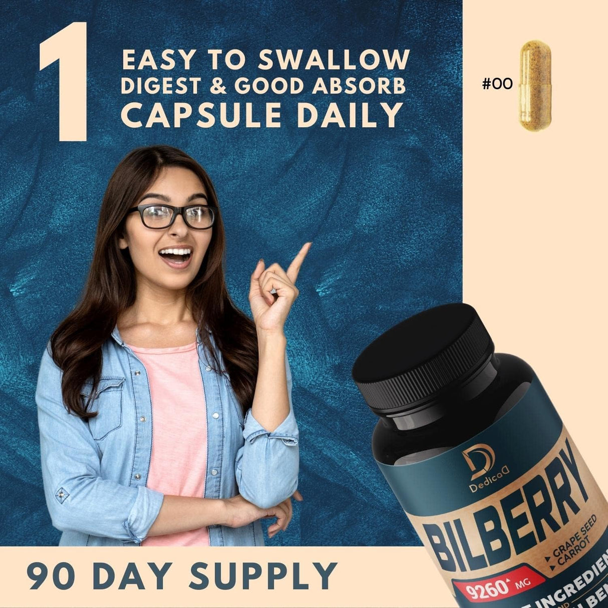 Suplemento de extracto de arándano 10 en 1 para ojos 90 cáp