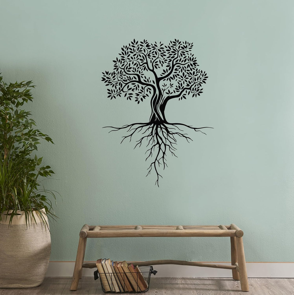 Vinilo Decorativo Árbol Abstracto Raíces y Hojas g7116