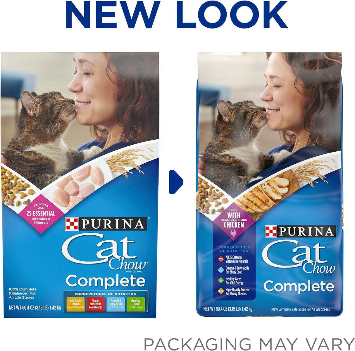 Purina Cat Chow Alimento seco para gatos alto en proteínas, completo - (4) bolsas de 3.15 libras