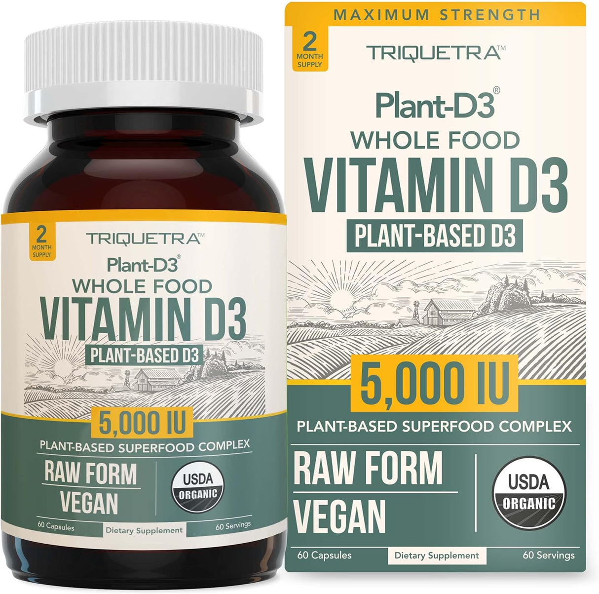 Vitamina D3 orgánica 5,000 UI con complejo prebiótico y superalimentos