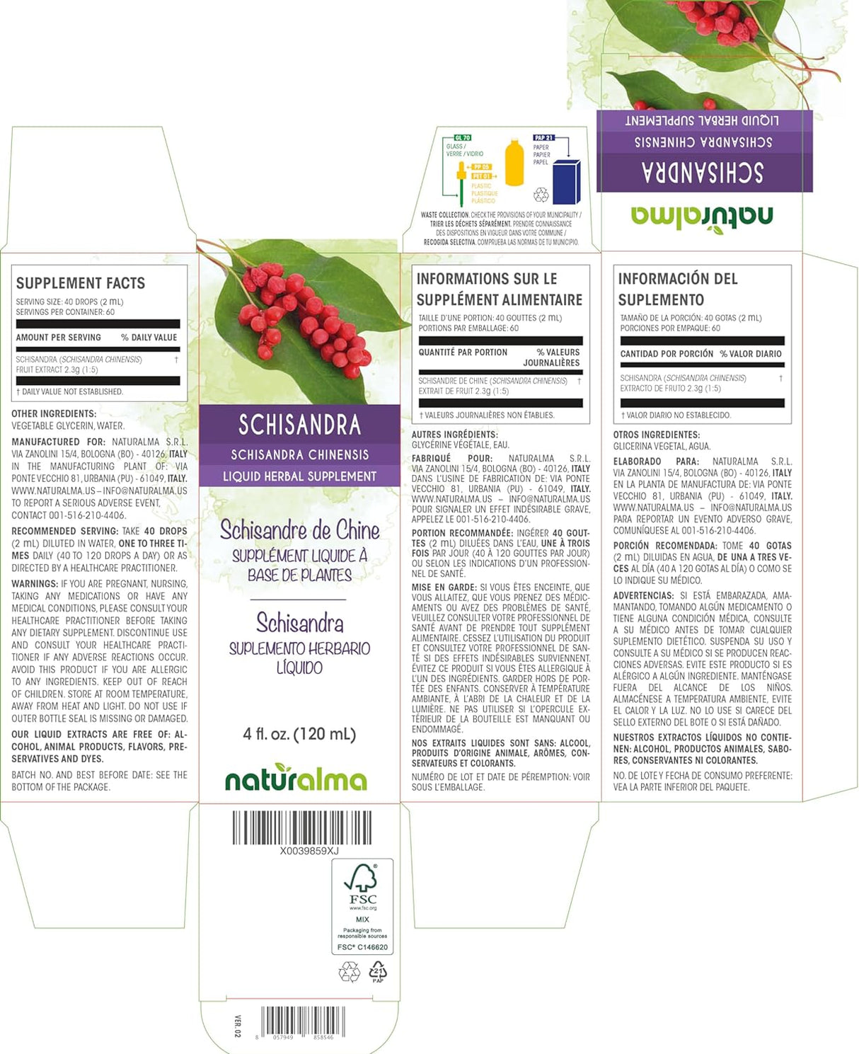 Naturalma Schisandra (Schisandra chinensis) 4 fl oz Extracto