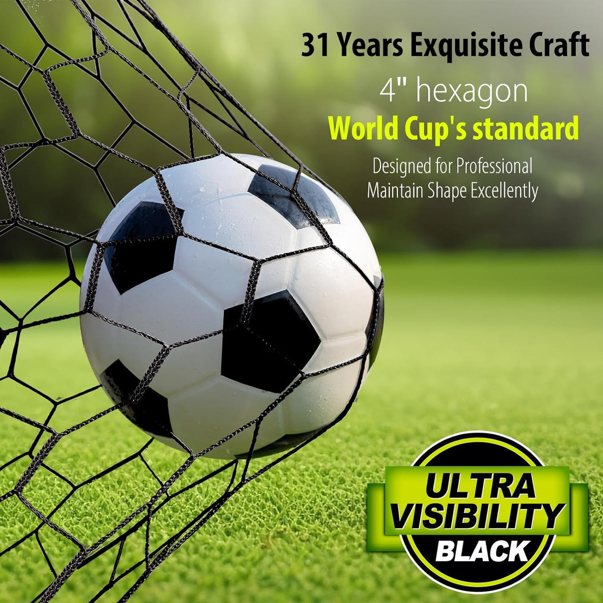 Red de Portería Profesional 24x8 y 18.5x6.5 pies, Hexagonal