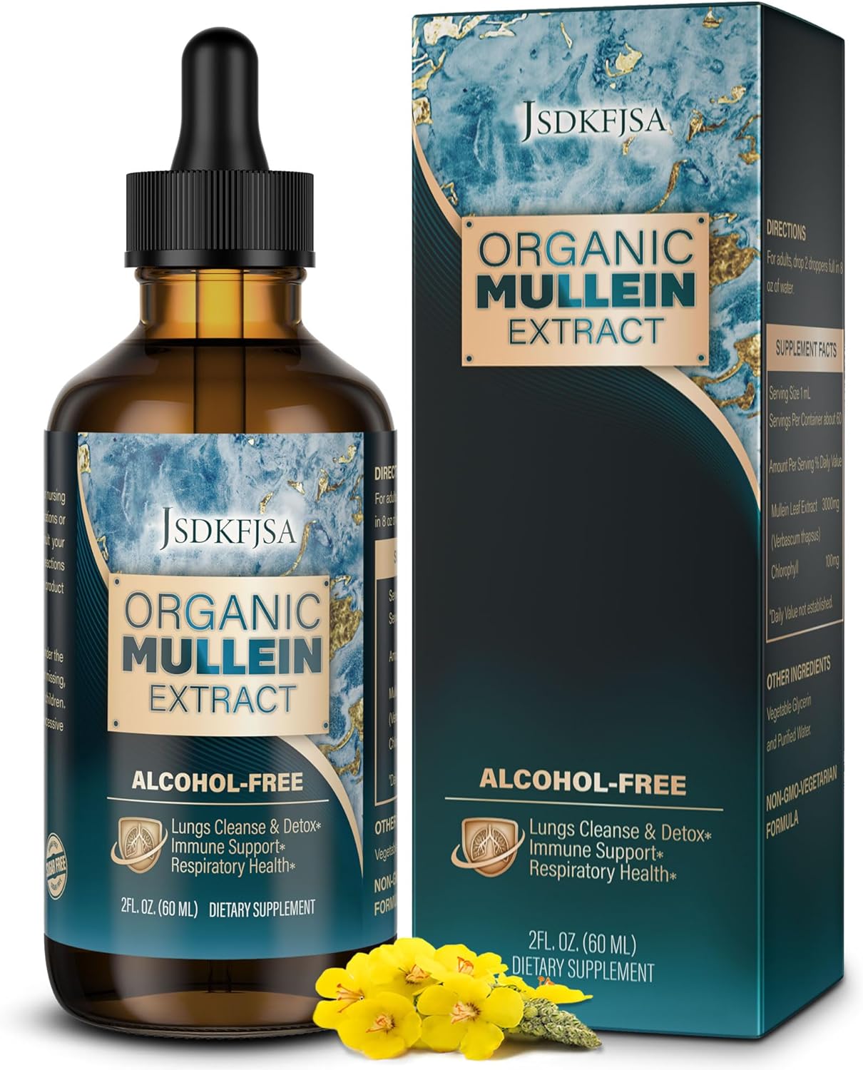 Gotero de Mucilaginosas para Pulmones, Limpieza y Respiración - Mullein Leaf, 2 fl.oz