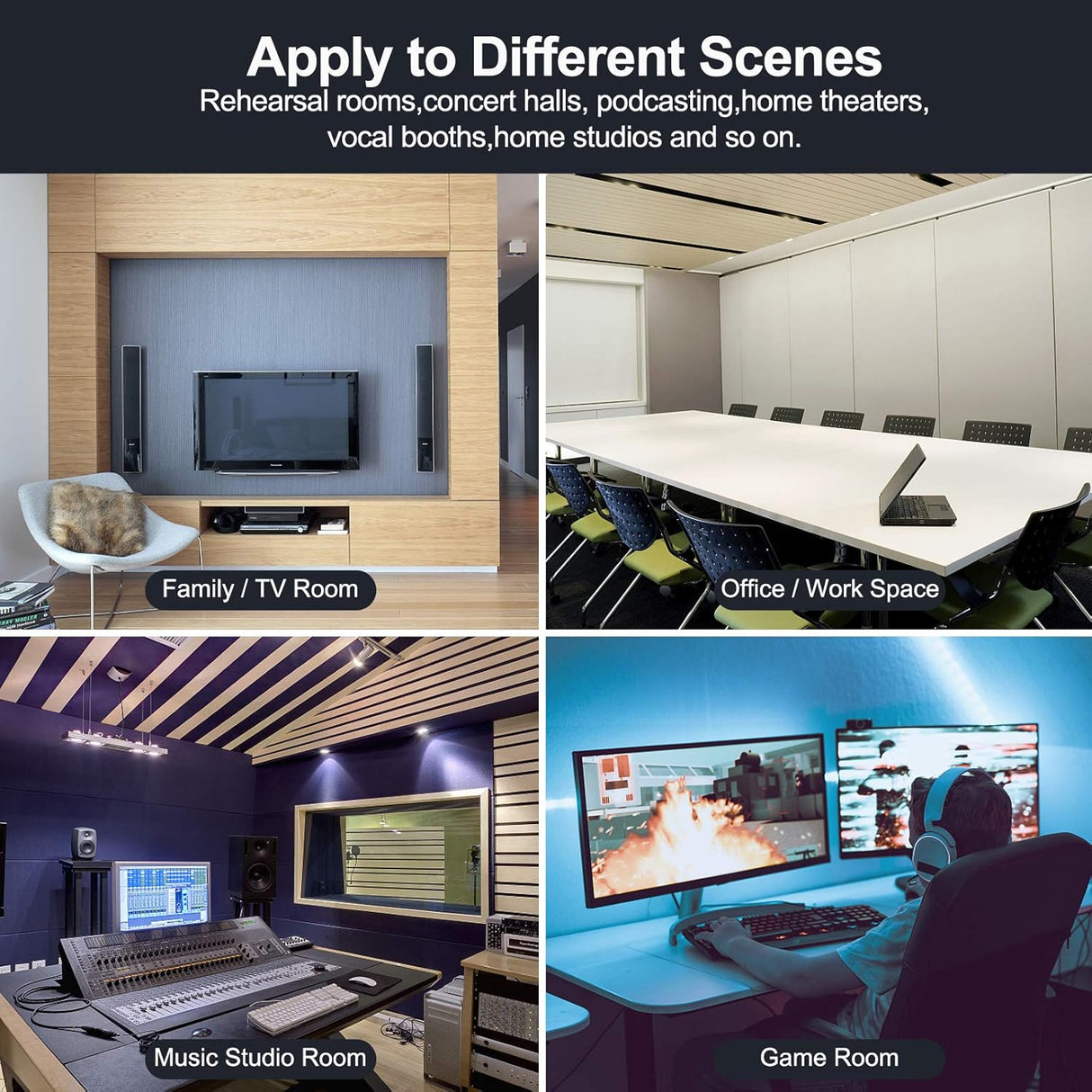 Paneles Acústicos de Espuma, 60 Piezas, 1 x 12 x 12