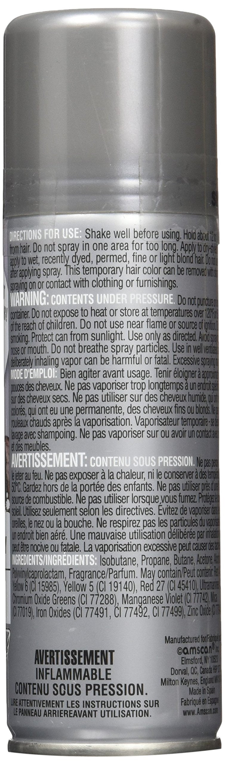 Amscan Color Spray para el cabello 3 onzas-Plata