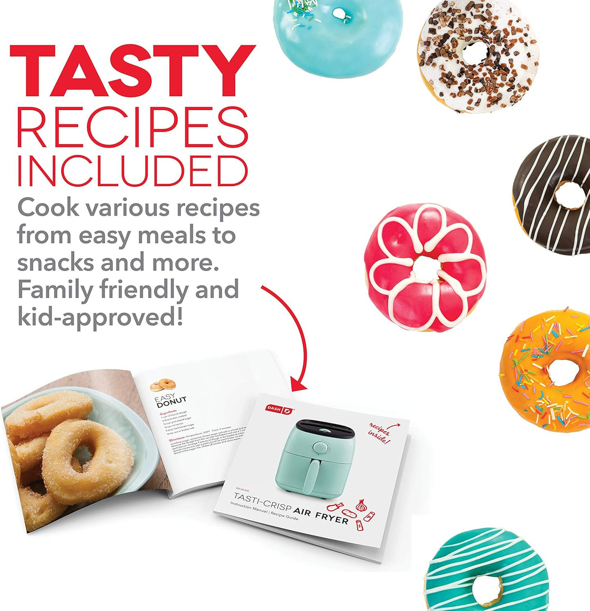 Freidora de aire DASH Tasti-Crisp™, 2.6 Qt, 1000W, Compacta