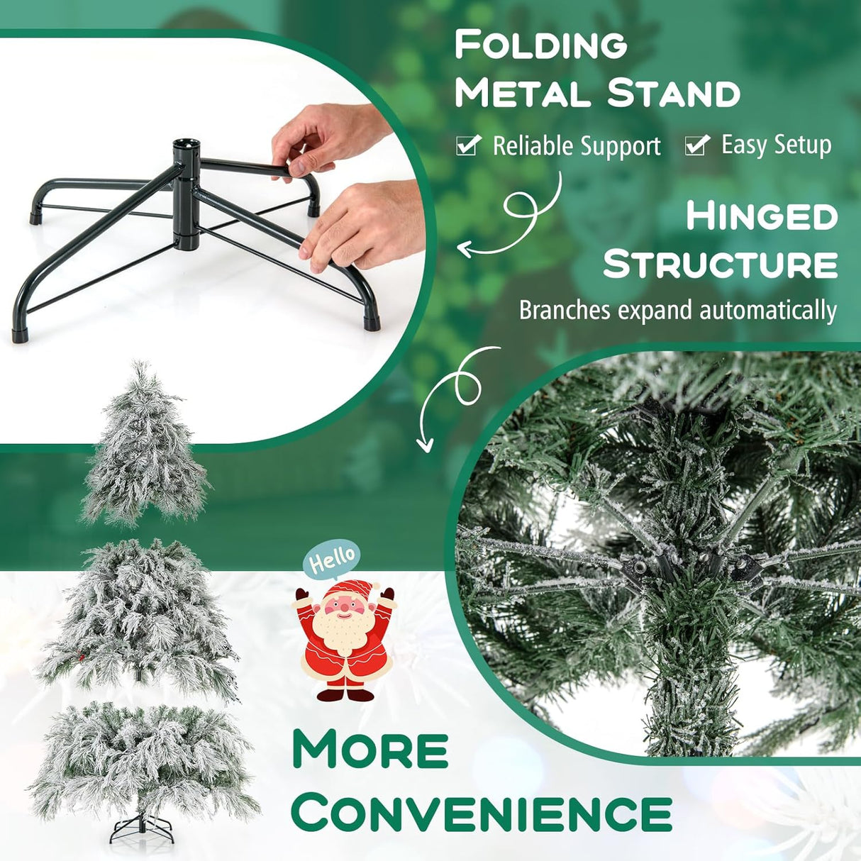 Árbol de Navidad Artificial HAPPYGRILL 6 FT, 250 luces LED