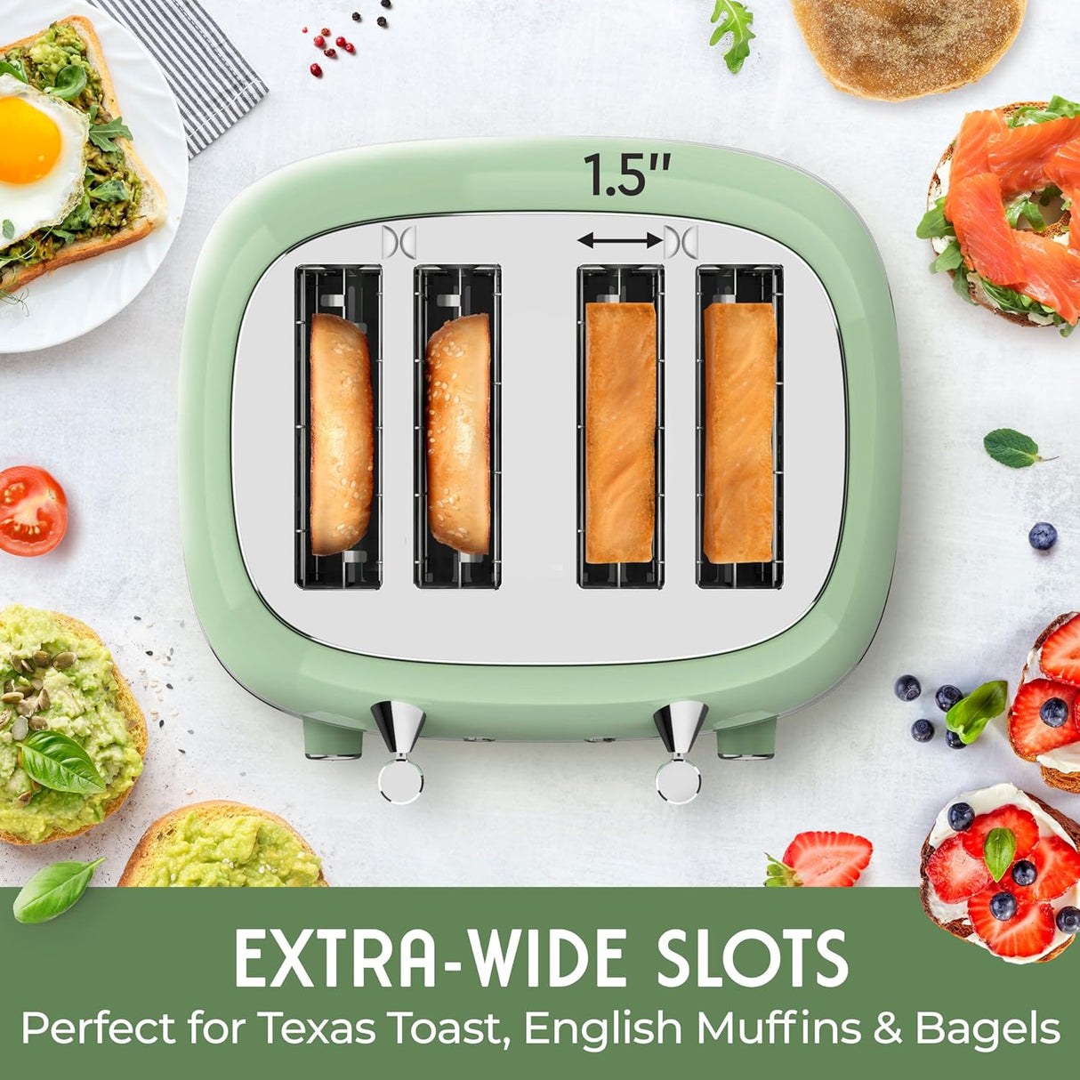 Tostadora retro de 4 ranuras,6 niveles de tostado