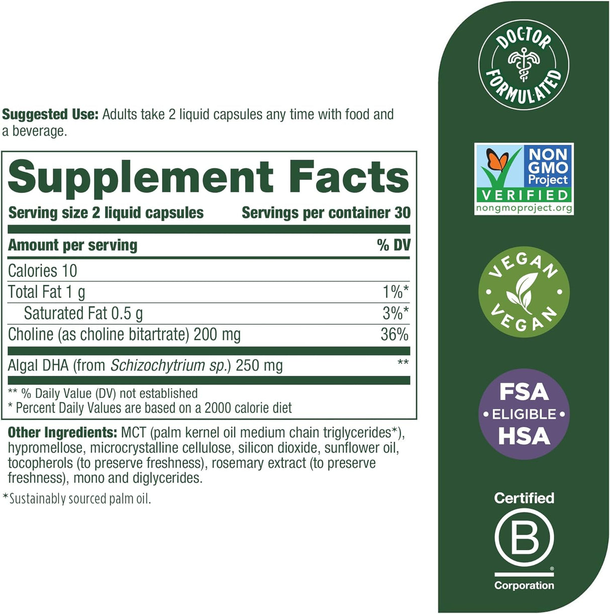 Suplemento Baby & Me 2 DHA prenatal y colina vegano 60 und