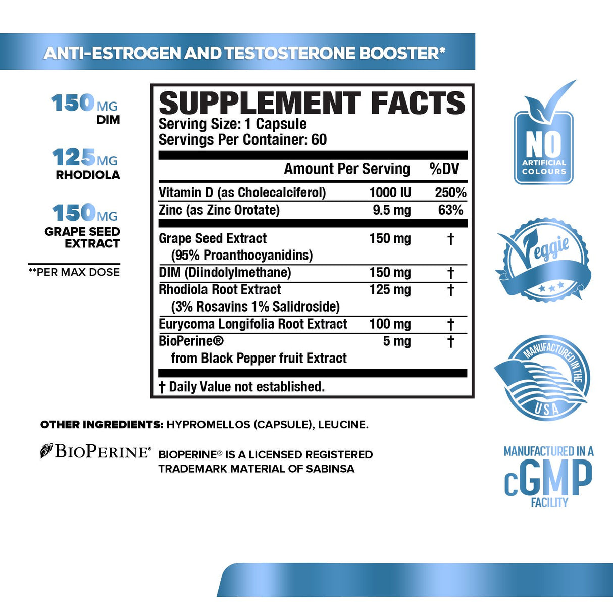 Suplemento natural anti-estrógeno, refuerzo de testosterona