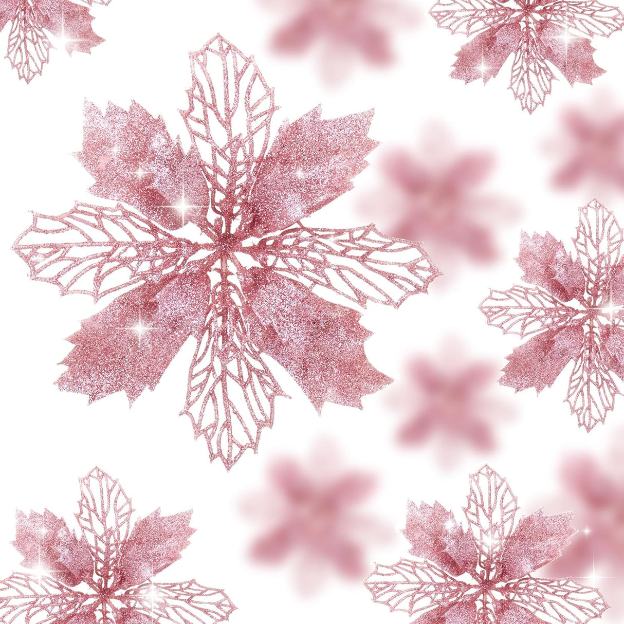 Flores Artificiales Poinsettia Wironlst 16 Pcs - Decoración Navideña