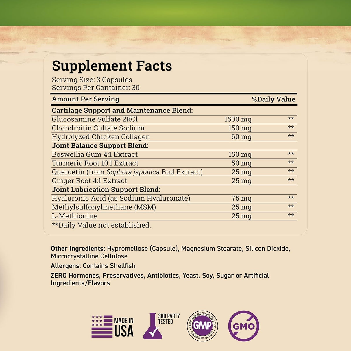 Suplemento Articular Nature's Base - Glucosamina y Colágeno 90 Cápsulas