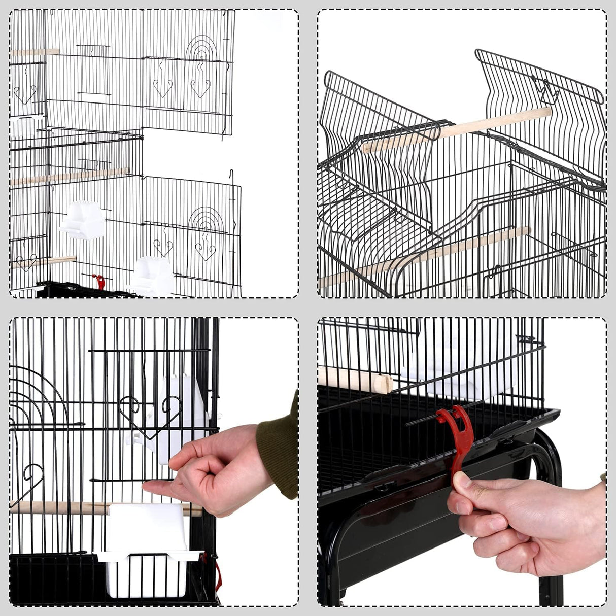 Jaula para pájaros con parte superior abierta