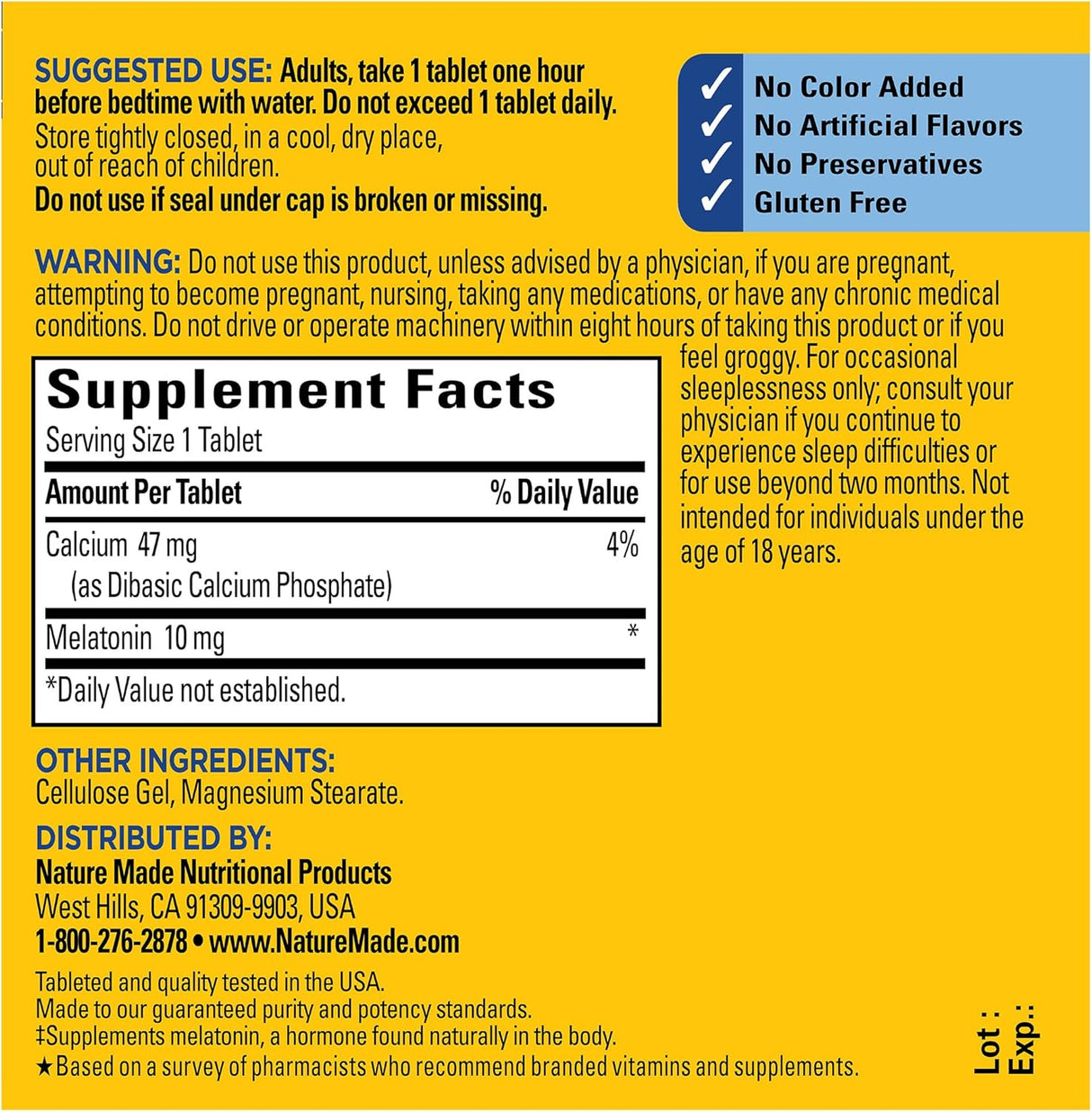 Nature Made Mela de 10 mg 30 unidades