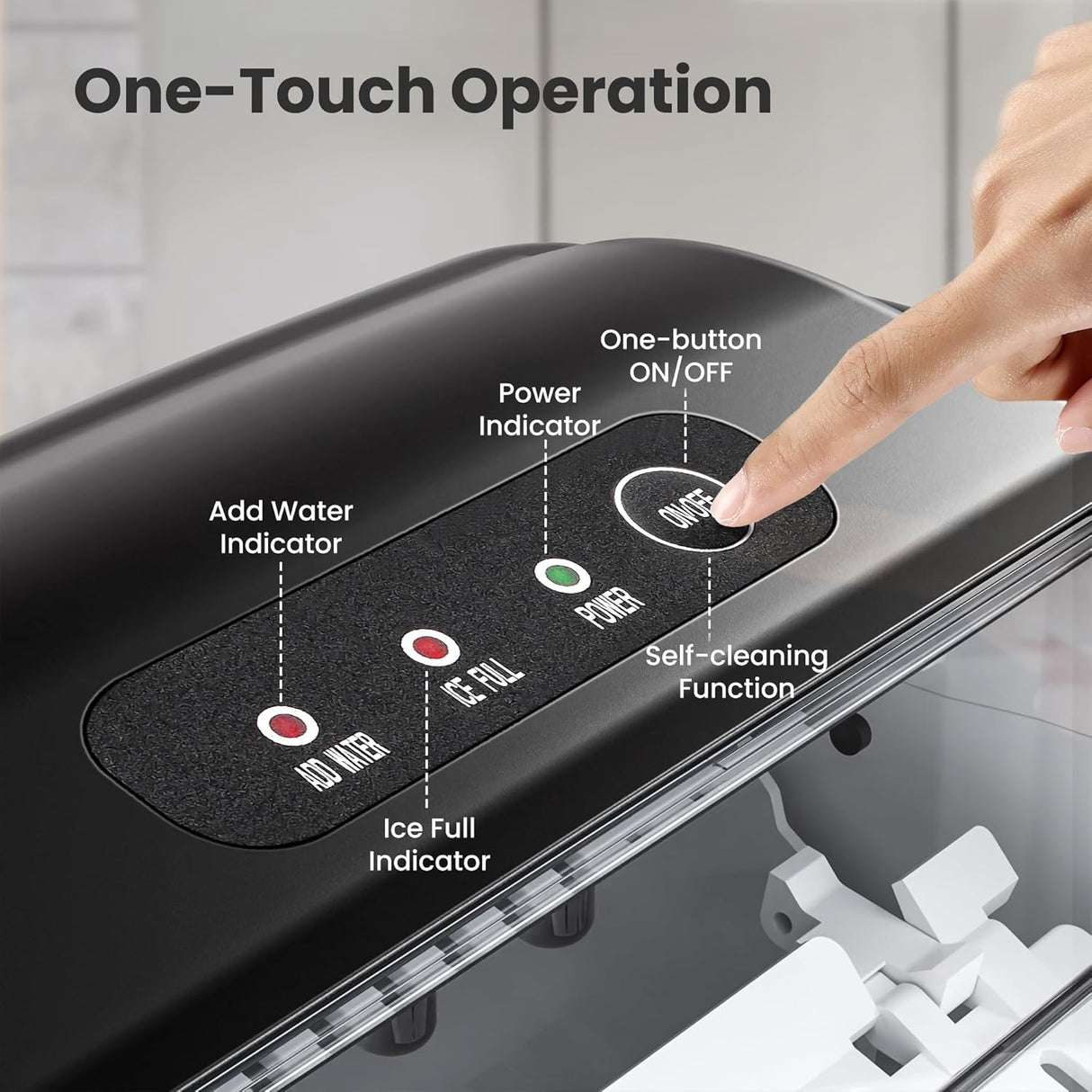 Máquina de Hielo Portátil, 26lbs/24Hrs, Limpieza Automática