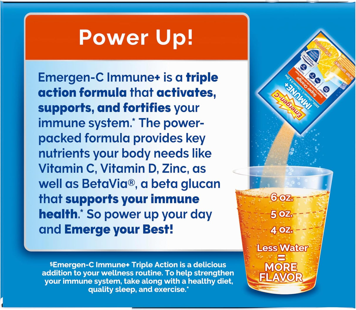 Emergen-C Immune+ Suplemento de Vitamina C, B, D – 50 sobres