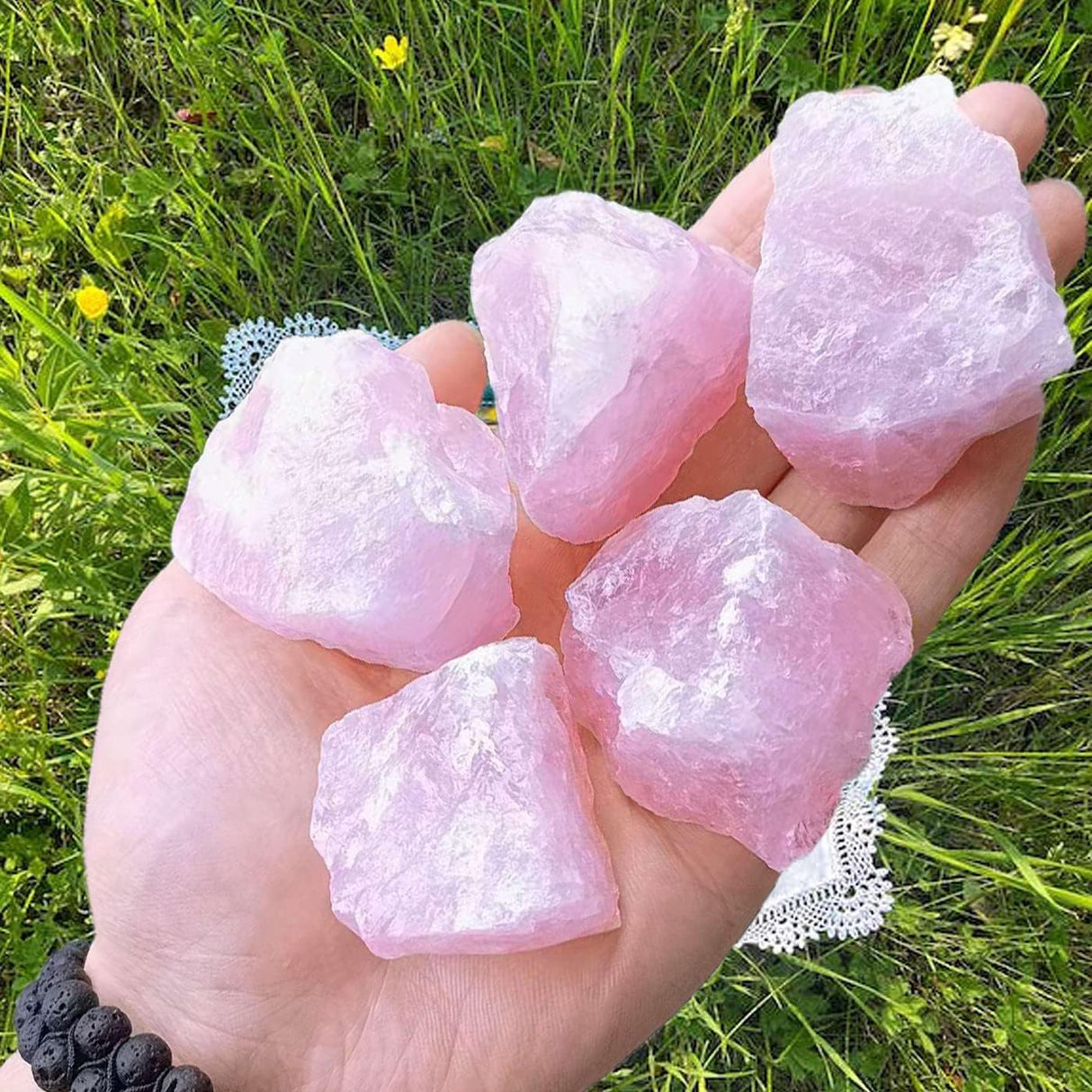 Cuarzo rosa de 2 in, piedras naturales en bruto, cristales