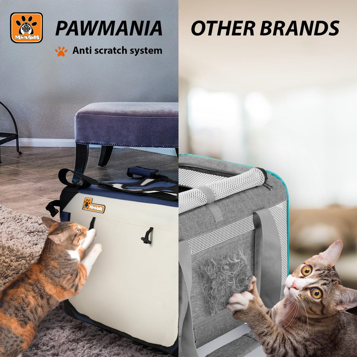 Transportín Extra Grande para Gatos y Perros, Plegable, Suave