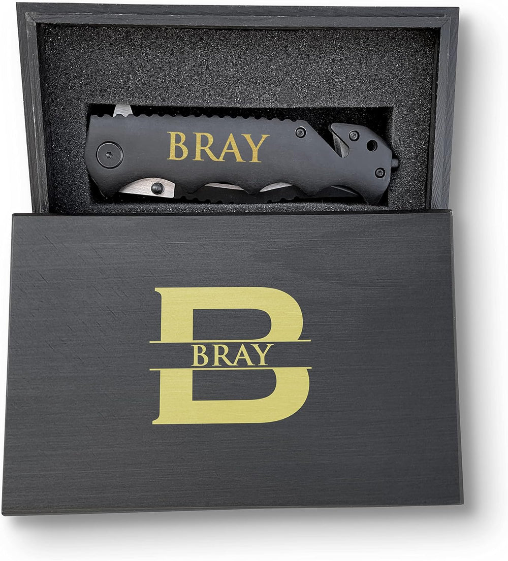 Cuchillo Premium personalizado con caja de madera, negro