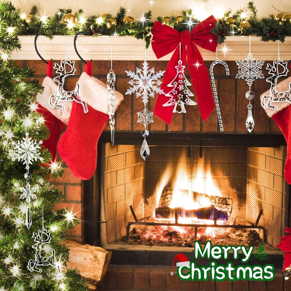 Adornos de Navidad Geegoods 18pcs Copos de Nieve Cristales