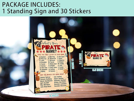 Juego de Nombres de Pirata - Fiesta Vintage - 30 Stickers 12