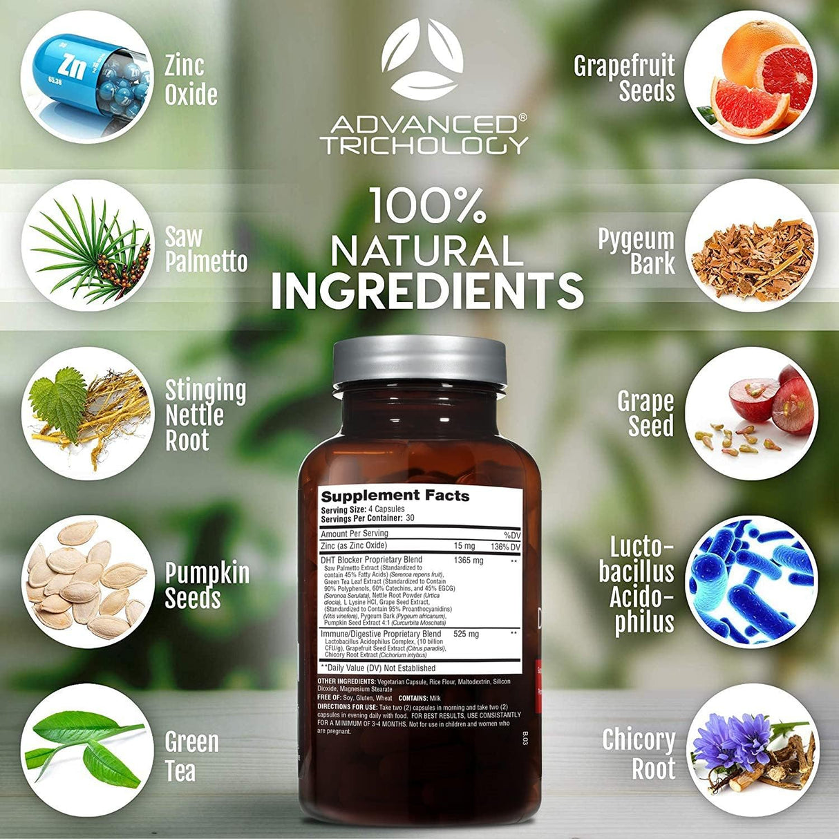 Suplemento Bloqueador de DHT con apoyo inmunológico 120 und