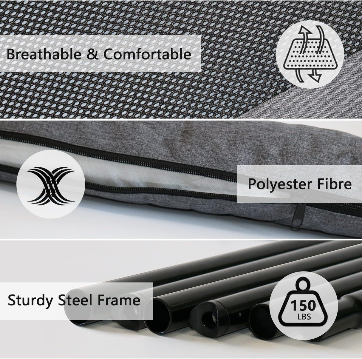 Cama Elevada para Mascotas PETIME, Cots con Malla, 48 Pulgadas