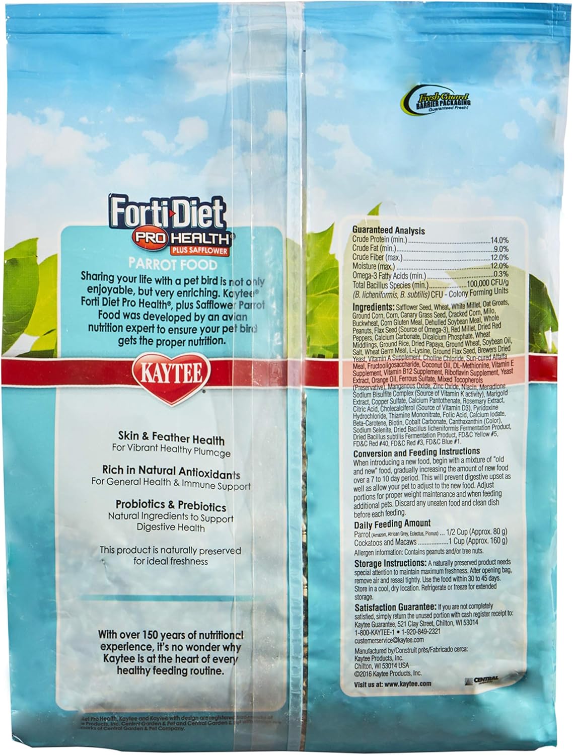 Kaytee Forti-Diet Pro Health Loro con cártamo 4LB