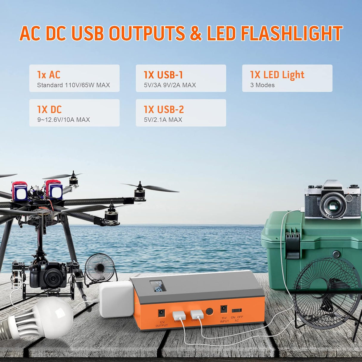 Cargador de energía portátil con salida para celulares