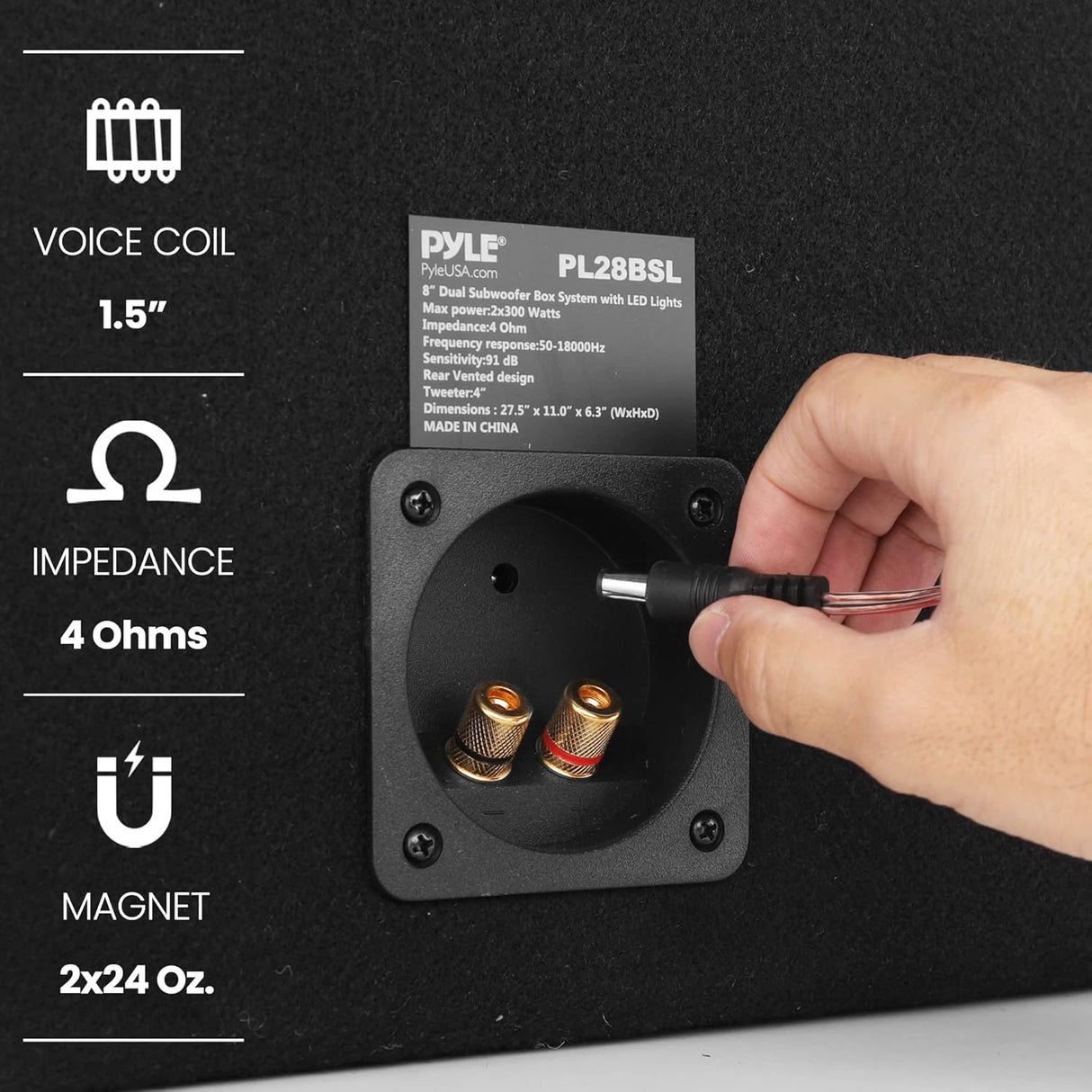 Parlantes de caja de subwoofer dual PYLE PL28BSL