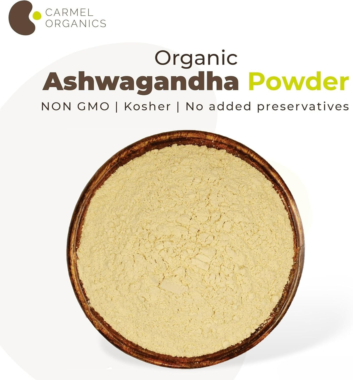 CARMEL ORGANICS Polvo de Raíz de Ashwagandha 227g Orgánico