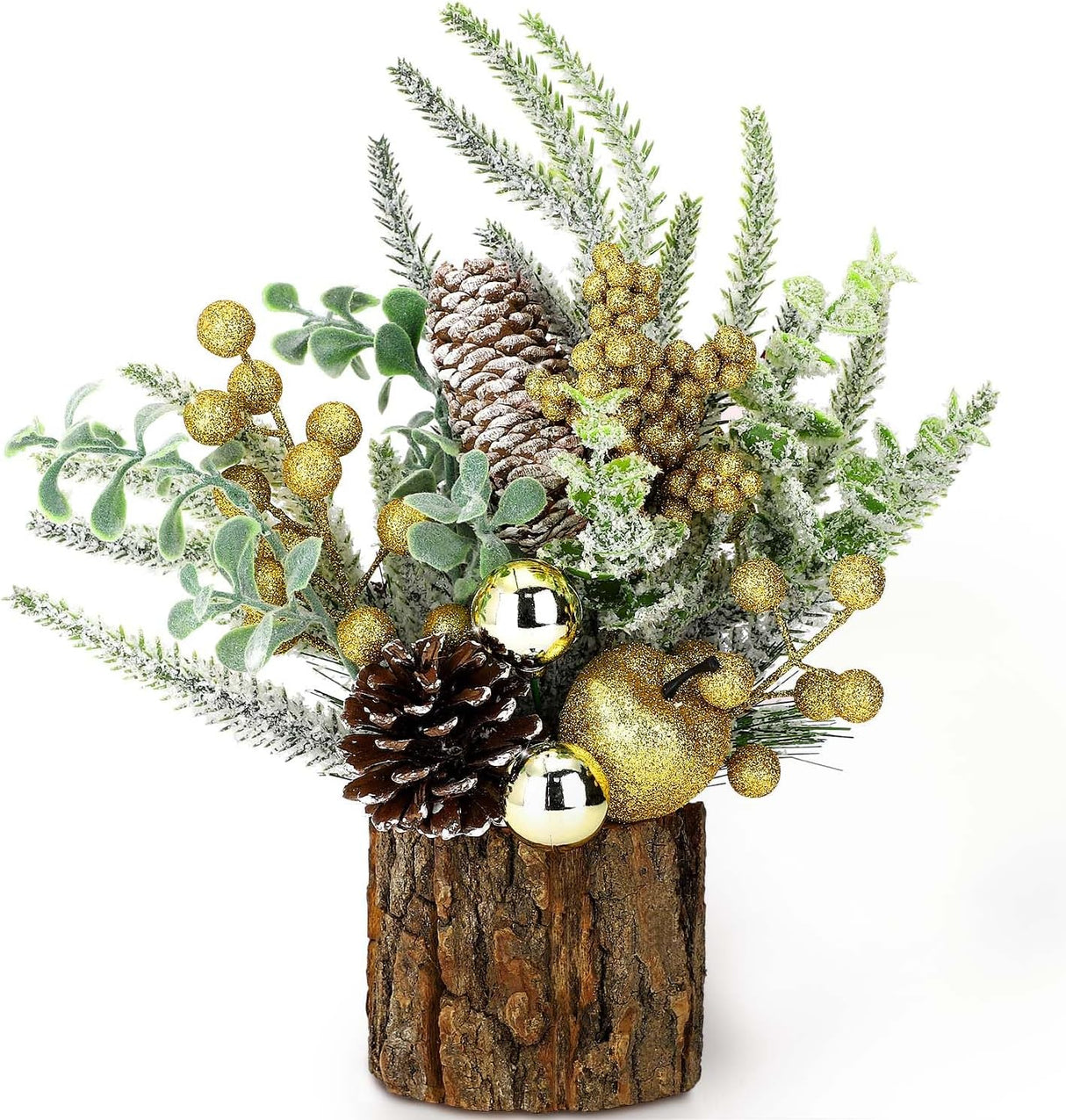 Árbol de Navidad Miniatura Artificial - Decoraciones Festivas - Tree Stump-Golden