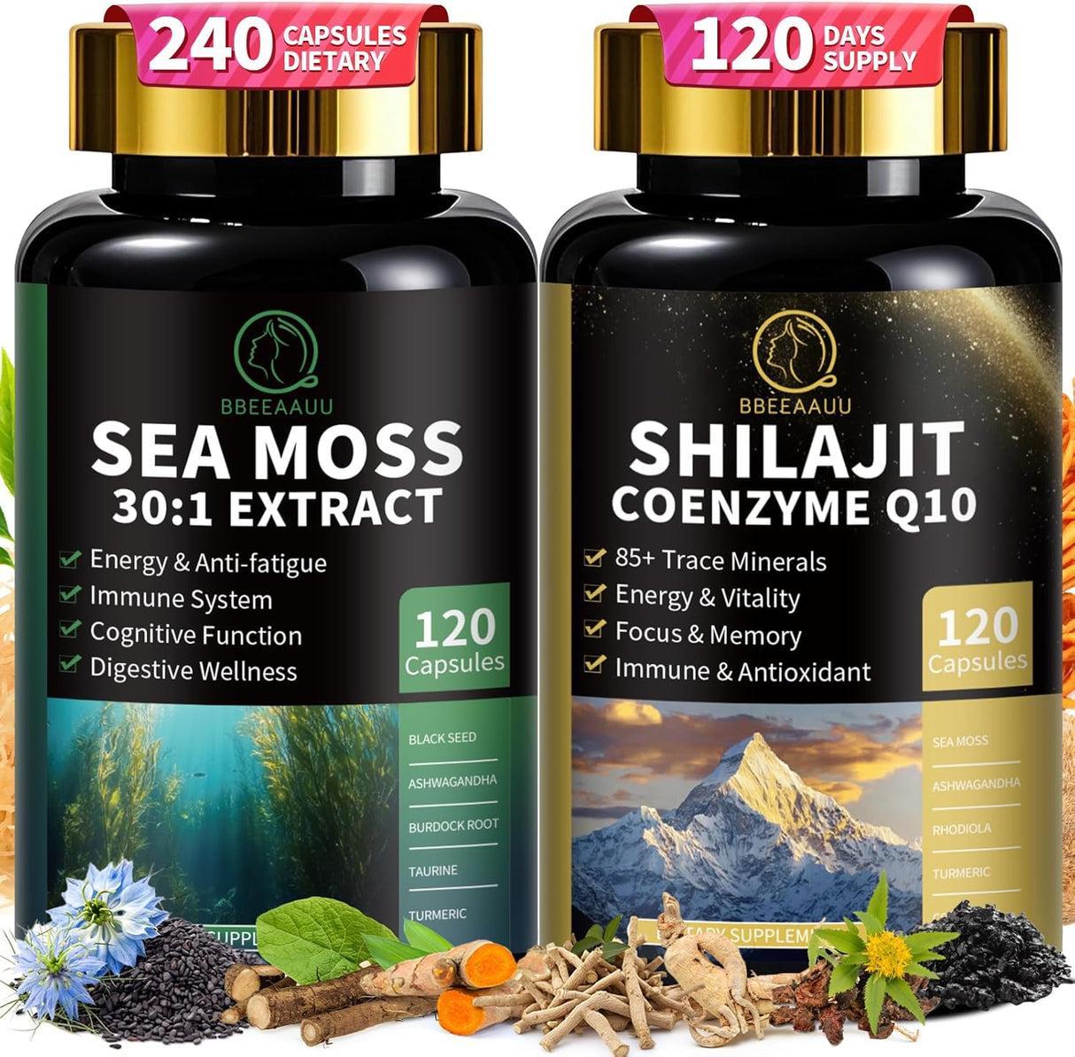 Suplemento Hombre con Shilajit y Sea Moss, 240 cápsulas