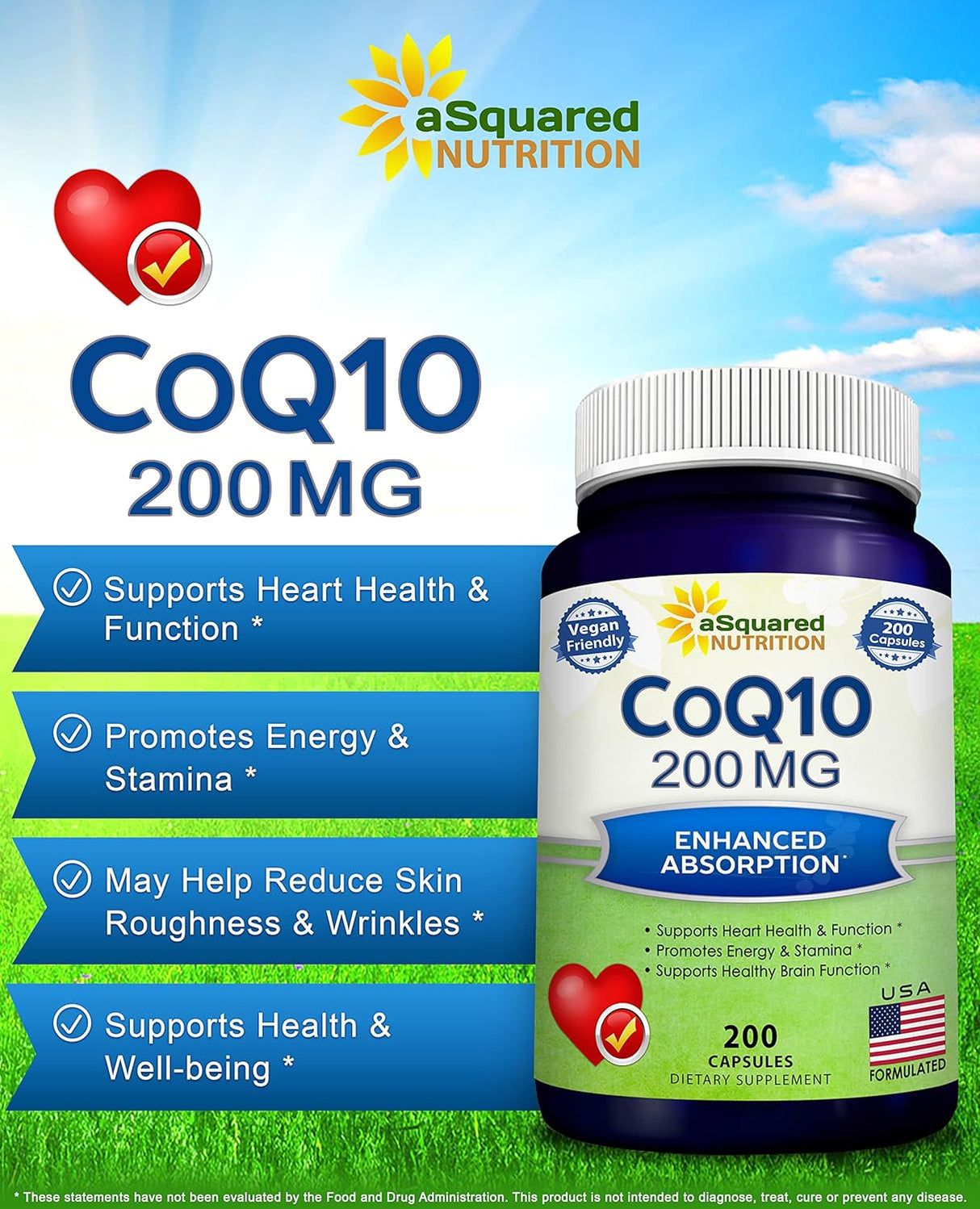 Suplemento aSquared Nutrition CoQ10 200 Capsules and 200mg