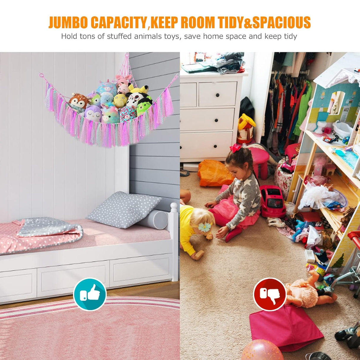 Hamaca de Peluches VISATOR, Macramé Ecológico, 55x42x42