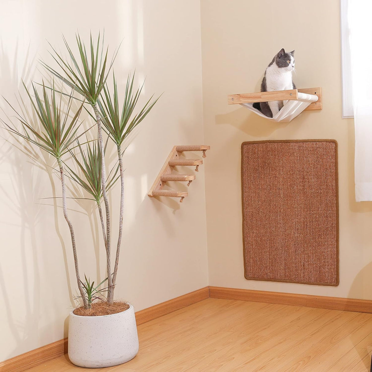 Alfombrilla de rascar para gatos para suel color marrón