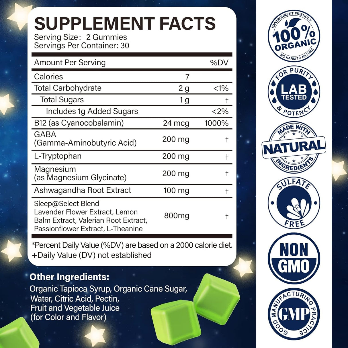 Suplemento gomitas de ayuda para dormir para adultos GABA