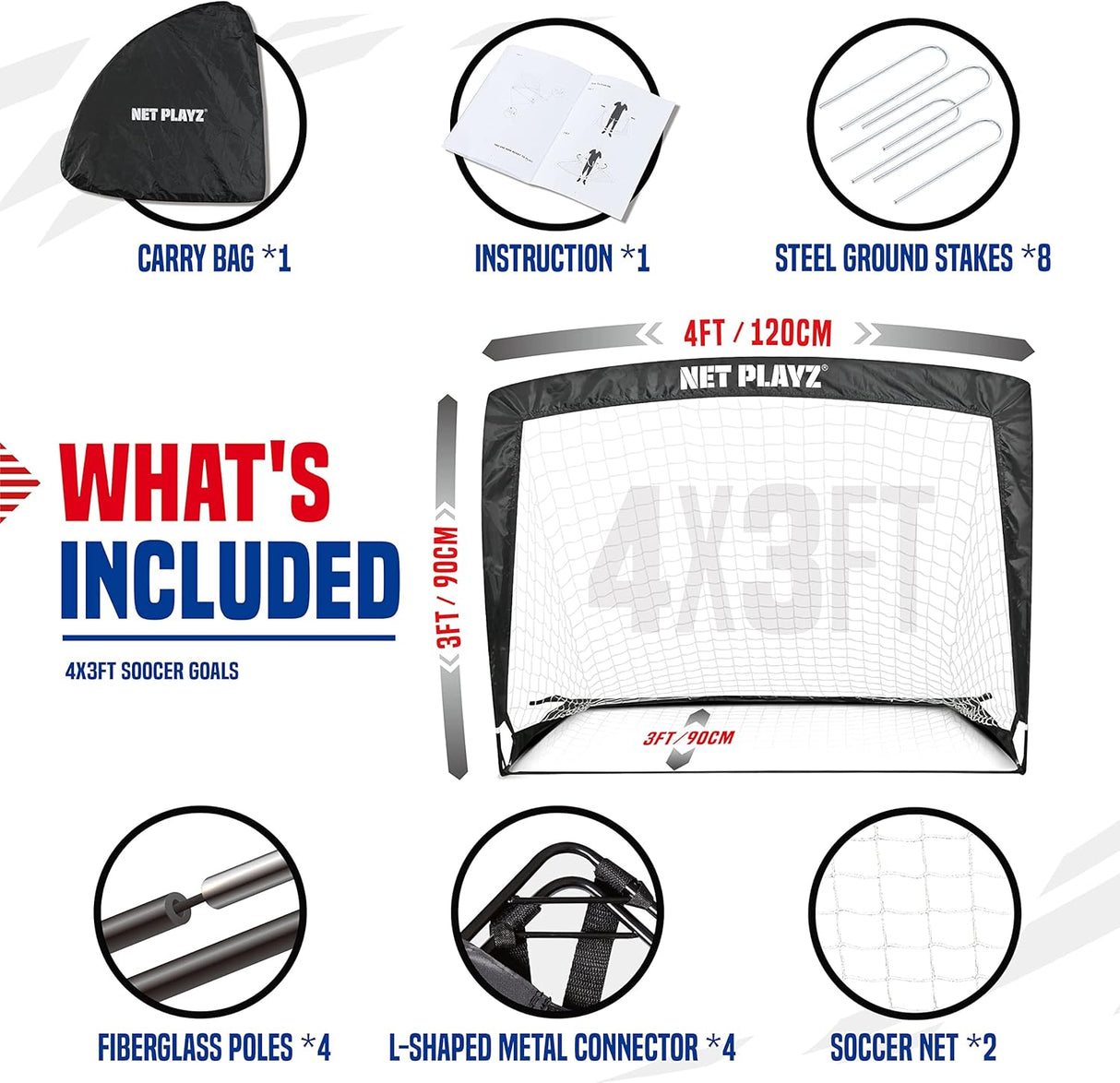 NET PLAYZ Porterías de fútbol Red de fútbol para niños