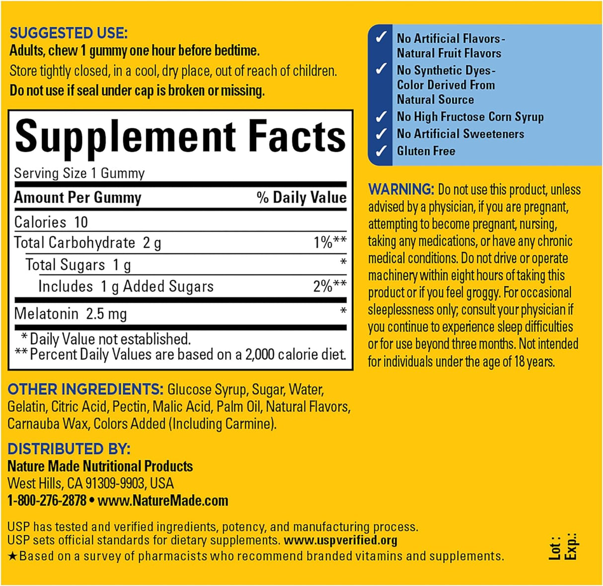 Nature Made Gomitas ayuda para dormir de de 2,5 mg 80 und